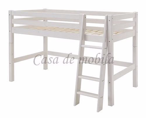 Massivholz Hochbett 200x140x90cm INFANSKIDS mittelhoch Kiefer massiv weiß lasiert Casa de mobila Goslar Massivholz Hochbett 200x140x90cm INFANSKIDS mittelhoch Kiefer massiv weiß lasiert Casa de mobila Goslar