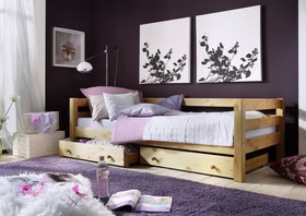 Massivholz kinderbett mit schubladen INFANSKIDS 90x200cm Kiefer massiv gelaugt geölt oder natur lackiert Casa de mobila Goslar