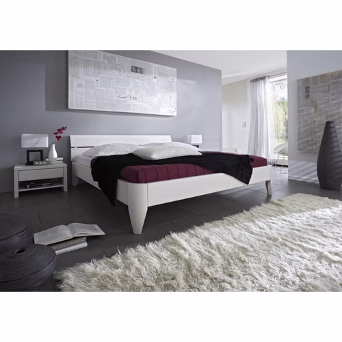 Bett 140x200 Beine 1 Normalhöhe Kopfteil 2 Kiefer astfrei weiß lackiert Bett 140x200 Beine 1 Normalhöhe Kopfteil 2 Kiefer astfrei weiß lackiert