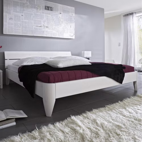 Bett 140x200 Beine 1 Normalhöhe Kopfteil 2 Kiefer astfrei weiß lackiert Bett 140x200 Beine 1 Normalhöhe Kopfteil 2 Kiefer astfrei weiß lackiert
