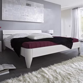 Bett 140x200 Beine 1 Normalhöhe Kopfteil 2 Kiefer astfrei weiß lackiert Bett 140x200 Beine 1 Normalhöhe Kopfteil 2 Kiefer astfrei weiß lackiert