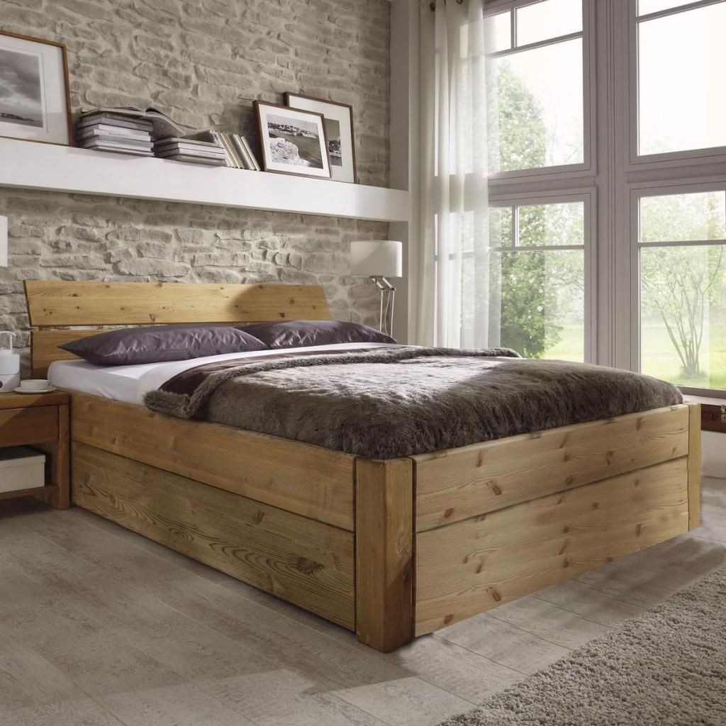 Echtholz Bett mit Schubkasten 90x200 höhe 45 cm EASY SLEEP Kiefer massiv gelaugt geölt casademobila Goslar Echtholz Bett mit Schubkasten 90x200 höhe 45 cm EASY SLEEP Kiefer massiv gelaugt geölt casademobila Goslar