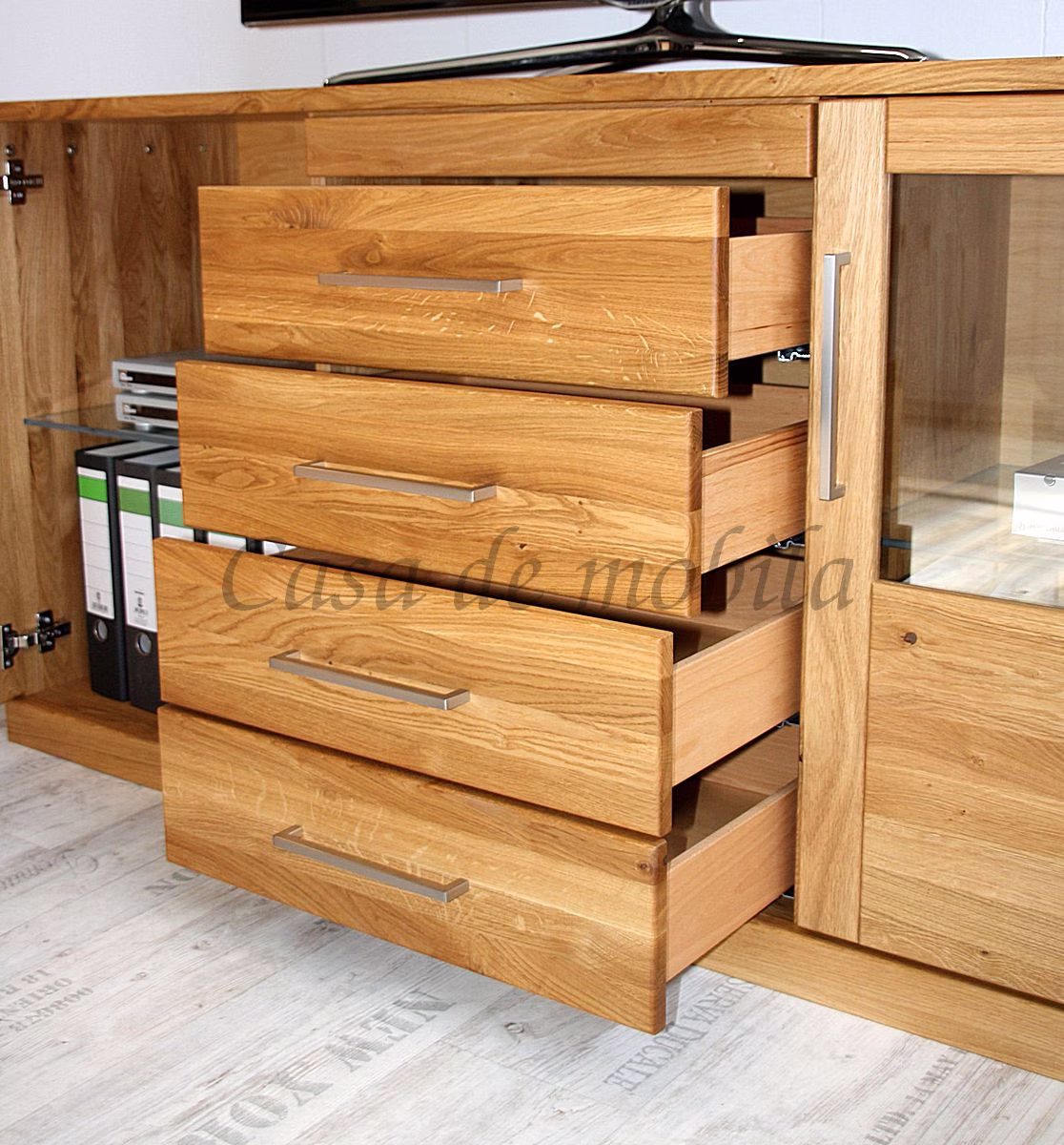 Massivholz kommode schubladen innen 172x82x45cm PALERMO Wildeiche massiv natur geölt Casa de mobila Goslar