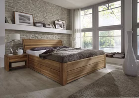 Massivholz bett mit 2 schubladen Easy Sleep 140x200x45cm Holzbeine 3 Kopfteil 1 Eiche massiv natur geölt Casa de mobila Goslar