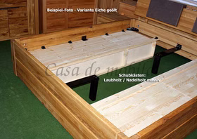 Schubladenbett 120x200 Beine 3 Komforthöhe Kopfteil 1 1 Seitenschublade Kernbuche geölt stabverleimt