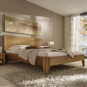 Doppelbett EASY SLEEP 180x200x45cm Eiche massiv natur geölt mit abgerundeten beinen Casademobila Goslar