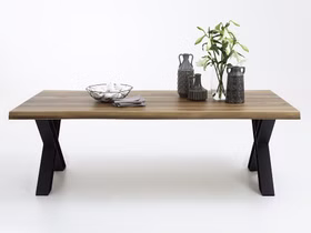 Tisch Nature esstisch mit stahl ubtergestell in schwarz