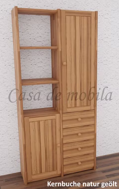 Massivholz schrank schmal 92x197x33cm CONTRA Kernbuche massiv natur geölt von Casademobila Goslar
