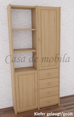 Massivholz Büroschrank 92x197x33cm CONTRA Kiefer massiv gelaugt geölt von Casademobila Goslar
