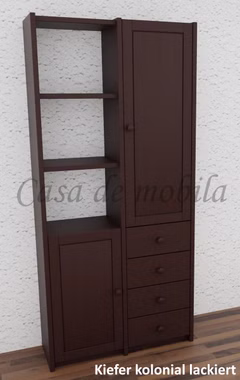 Massivholz schrank 92x197x33cm CONTRA Kiefer massiv dunkelbraun kolonial lackiert von Casademobila Goslar