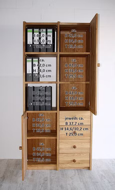 Aktenschrank 92x197x33cm CONTRA Massivholz von Casademobila Goslar