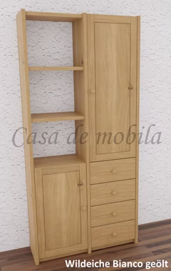 Aktenschrank schmal 92x197x33cm CONTRA Wildeiche massiv Bianco geölt von Casademobila Goslar