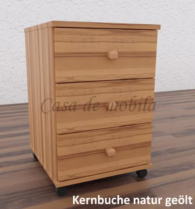Rollcontainer mit Schubladen 46x69x49cm CONTRA Massivholz natur geölt von Casademobila Goslar Rollcontainer mit Schubladen 46x69x49cm CONTRA Massivholz natur geölt von Casademobila Goslar