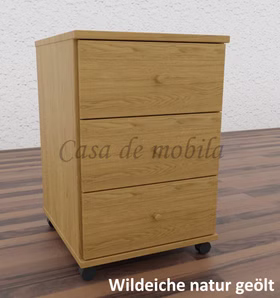 Rollcontainer mit Schubladen 46x69x49cm CONTRA Massivholz natur geölt von Casademobila Goslar Rollcontainer mit Schubladen 46x69x49cm CONTRA Massivholz natur geölt von Casademobila Goslar