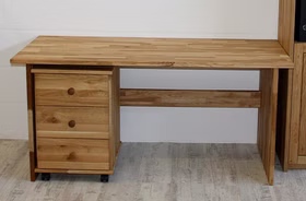 Massivholz Schreibtisch Contra 160x74x78cm, Rollcontainer mit Schubladen Wildeiche massiv natur geölt Casa de mobila Goslar Massivholz Schreibtisch Contra 160x74x78cm, Rollcontainer mit Schubladen Wildeiche massiv natur geölt Casa de mobila Goslar
