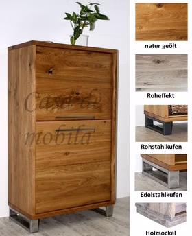 Highboard links 75x134x42cm SOUL Balkeneiche massiv geölt schrank halbhoch schmal Soul 75x134x42 cm Rustikale Balkeneiche massiv geölt Casa de mobila Goslar
