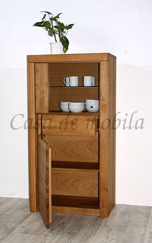 Vitrine 71x137x40cm HORIZONT Wildeiche massiv natur geölt