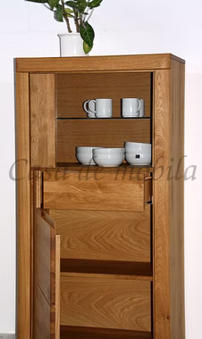 Vitrine 71x137x40cm HORIZONT Wildeiche massiv natur geölt Vitrine 71x137x40cm HORIZONT Wildeiche massiv natur geölt