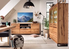 TV-kommode mit metallbeine schwarz SOUL industrial 200x83x42cm Rustikale Balkeneiche massiv geölt Massivholz TV-kommode mit metallbeine schwarz SOUL industrial 200x83x42cm Rustikale Balkeneiche massiv geölt Casademobila Goslar