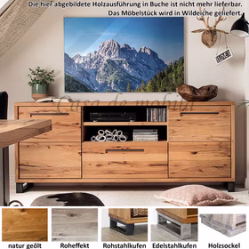 TV-Sideboard mit offenem fach SOUL 200x83x42cm Rustikale Wildeiche massiv geölt Massivholz TV-Sideboard mit offenem fach SOUL 200x83x42cm Rustikale Wildeiche massiv geölt Casademobila Goslar