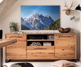 TV-Lowboard mit offenem fach SOUL 200x83x42cm Rustikale Balkeneiche massiv geölt Massivholz TV-Lowboard mit offenem fach SOUL 200x83x42cm Rustikal Balkeneiche massiv geölt Casa de mobila Goslar