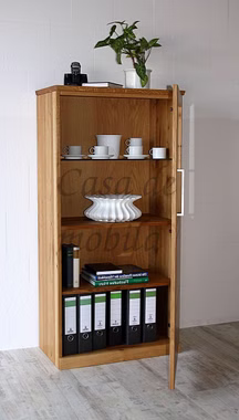 Vitrine 69x143x40cm PALERMO rechts Massivholz geölt Esszimmer-schrank 1-türig rechts PALERMO 69x143x40cm Wildeiche massiv natur geölt Casa de mobila Goslar