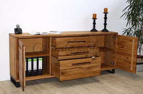 Massivholz Anrichte mit schubladen und metallbeine SOUL 200x83x42cm Rustikale Balkeneiche massiv geoelt Casademobila Goslar Massivholz Anrichte mit schubladen und metallbeine SOUL 200x83x42cm Rustikale Balkeneiche massiv geoelt Casademobila Goslar