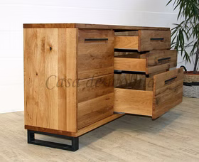 Geschirrkommode mit schubladen und metallbeine SOUL 200x83x42cm Rustikale Wildeiche massiv geoelt Casademobila Goslar Geschirrkommode mit schubladen und metallbeine SOUL 200x83x42cm Rustikale Wildeiche massiv geoelt Casademobila Goslar