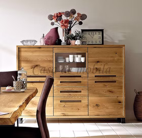 Highboard 178x134x42cm SOUL Rustikale Eiche massiv geölt Massivholz Geschirrschrank mit metallbeine rohstahl SOUL 178x134x42cm Rustikale Wildeiche massiv geölt Casademobila Goslar