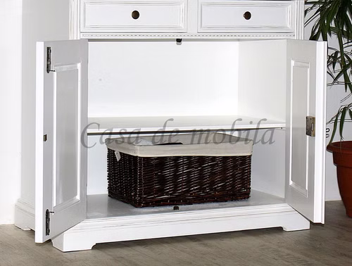 Massivholz Buffetschrank VICTORIA 105x195x50cm Fichte massiv 2farbig weiß antik Vintage lackiert Casa de mobila Goslar