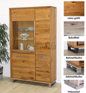 Vitrinenschrank 113x195x42cm SOUL rustikale Balkeneiche massiv geölt Vitrinenschrank SOUL 113x195x42cm Rustikale Balkeneiche massiv geölt Casademobila Goslar