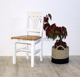 Stuhl 44x91x49cm Fichte 2farbig antikweiß / antik lackiert Stuhl 44x91x49cm Fichte 2farbig antikweiß / antik lackiert