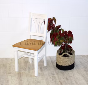 Stuhl 44x91x49cm Fichte 2farbig antikweiß / antik lackiert Stuhl 44x91x49cm Fichte 2farbig antikweiß / antik lackiert