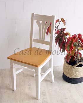 Stuhl 44x91x49cm Fichte 2farbig antikweiß / antik lackiert Stuhl 44x91x49cm Fichte massiv antikweiß Shabby Chic