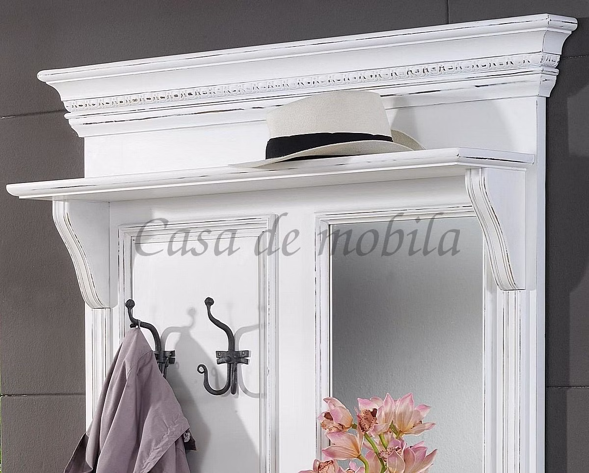 Landhaus Spiegelgarderobe Victoria 105x205x25cm Fichte weiß antik lackiert Casa de mobila Goslar Landhaus Spiegelgarderobe Victoria 105x205x25cm Fichte weiß antik lackiert Casa de mobila Goslar