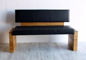 Vollholz Polsterbank mit Lehne Leder Colorado anthrazit ACERRO 180x82x56cm rustikale Asteiche massiv natur geölt Wimmer Casa de mobila Goslar Vollholz Polsterbank mit Lehne Leder Colorado anthrazit ACERRO 180x82x56cm rustikale Asteiche massiv natur geölt Wimmer Casa de mobila Goslar