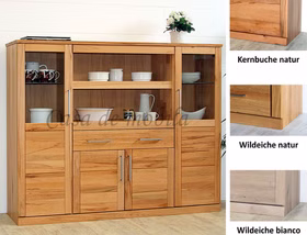 Highboard 177x143x45cm PALERMO Massivholz Kernbuche Wildeiche massiv natur oder weiß bianco geölt Highboard 177x143x45cm PALERMO Massivholz Kernbuche Wildeiche massiv natur oder weiß bianco geölt