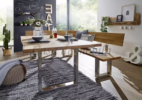 Massivholz Eckbank Essgruppe Sitzgruppe Schenkel rechts Asteiche Wildeiche