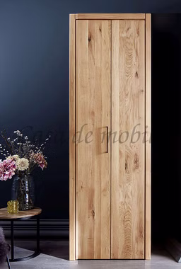 Falttürenschrank 1-türig 72x221x65cm, rustikale Wildeiche massiv natur geölt Casa de mobila Goslar Rödvig