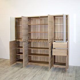 Massivholz Büroschrank 178x161x33cm CONTRA Wildeiche massiv bianco geölt Casa de mobila Goslar