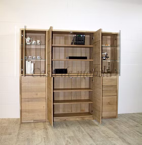 Massivholz Geschirrschrank 178x161x33cm CONTRA Wildeiche massiv bianco geölt Casa de mobila Goslar