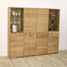 Massivholz Highboard 178x161x33cm CONTRA Wildeiche massiv bianco geölt Casa de mobila Goslar