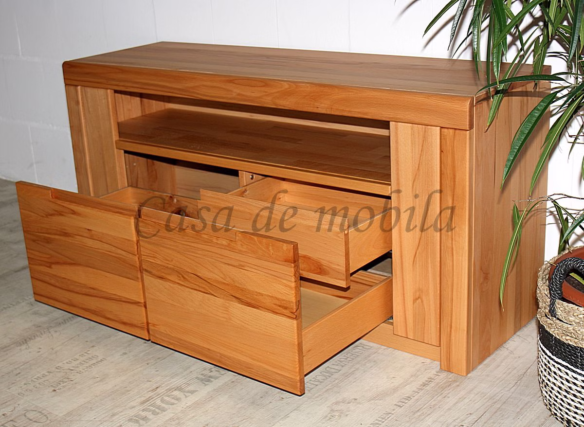 TV-Schrank hohe Schubladen 128x62x40cm HORIZONT Kernbuche massiv geölt Massivholz TV-Kommode hoch mit Schubladen HORIZONT 128x62x40cm Kernbuche massiv natur geölt casa de mobila Goslar