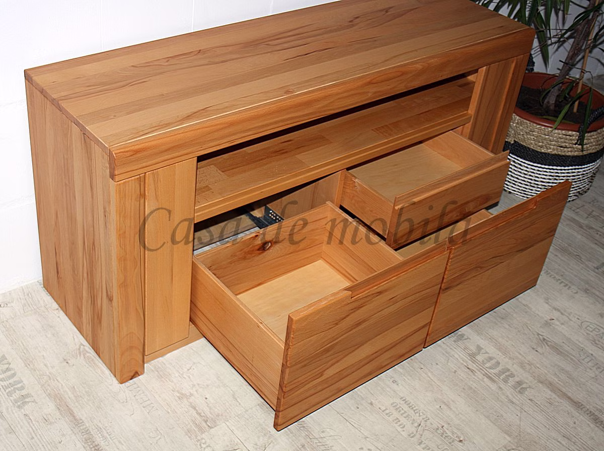 TV-Schrank hohe Schubladen 128x62x40cm HORIZONT Kernbuche massiv geölt TV-Lowboard hoch 62cm HORIZONT mit 3 schubladen Kernbuche massiv geölt Casa de mobila Goslar