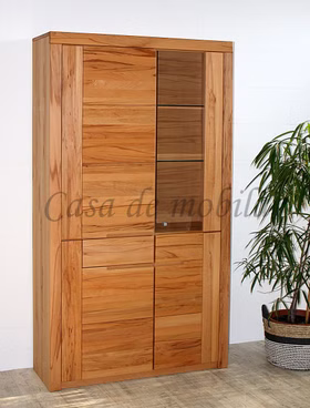 Esszimmer-schrank HORIZONT 115x203x40cm Kernbuche massiv geölt Glastür rechts Casa de mobila Goslar