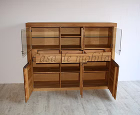 Massivholz Esszimmerschrank 173x137x45cm HORIZONT Wildeiche massiv natur geölt Casademobila Goslar