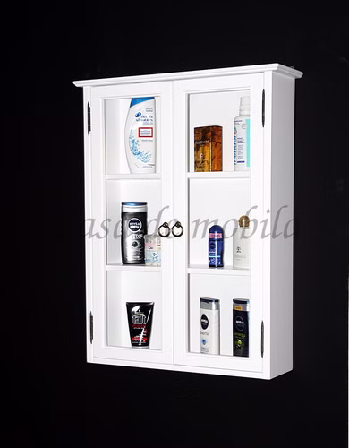 Hängevitrine 2 Glastüren 58x75x17cm DECOR Pappel weiß lackiert Hängevitrine 58x75x17cm DECOR Pappel massiv weiß lackiert Casa de mobila Goslar