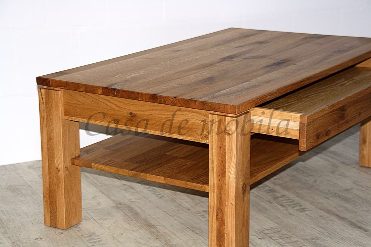 Couchtisch mit Schublade MÜNSTERLAND Ureiche massiv natur geölt Couchtisch mit Schublade MÜNSTERLAND Ureiche massiv natur geölt