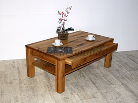 Couchtisch mit Schublade MÜNSTERLAND Ureiche massiv natur geölt Couchtisch mit Schublade MÜNSTERLAND Ureiche massiv natur geölt