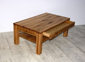 Couchtisch mit Schublade MÜNSTERLAND Ureiche massiv natur geölt Couchtisch mit Schublade MÜNSTERLAND Ureiche massiv natur geölt